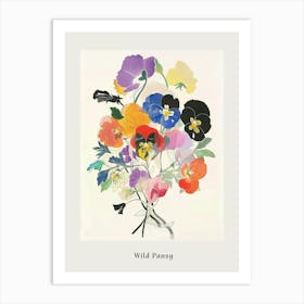Wild Pansy 1 Collage Flower Bouquet Poster Art Print