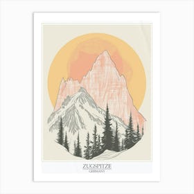 Zugspitze Germany Color Line Drawing Drawing 5 Poster Art Print