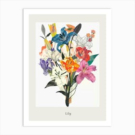 Lily 3 Collage Flower Bouquet Poster Art Print