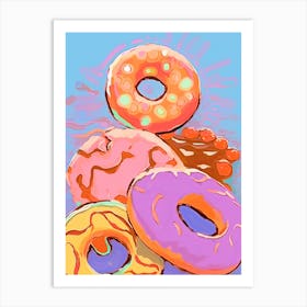 Colourful Donuts Illustration 1 Art Print