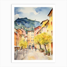 Trento, Italy Watercolour Streets 1 Art Print