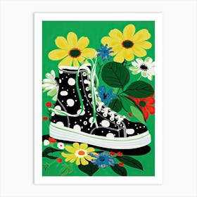 Sneaker Petal Palette: Colorful Floral Impressions Art Print