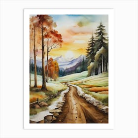 Autumn Road Art Print