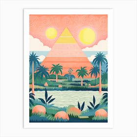 The Pyramids Of Giza   Egypt   Cute Botanical Illustration Travel 3 Art Print
