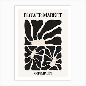 B&W Flower Market Poster Copenhagen Art Print