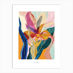 Colourful Flower Illustration Poster Celosia 2 Art Print