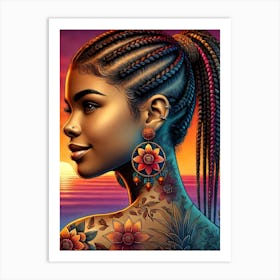 Tattooed Black Woman 1 Art Print