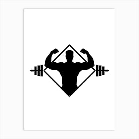 Silhouette Of A Man Lifting Weights Art Print