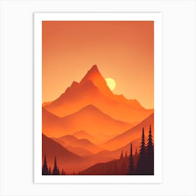 Misty Mountains Vertical Composition In Orange Tone 359 Art Print