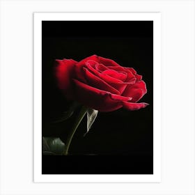 Red Rose On Black Background 3 Art Print