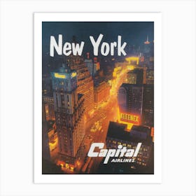 New York City, Aeriel View, Vintage Travel Poster Art Print