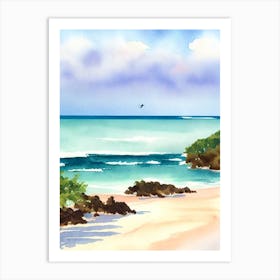 Crane Beach 3, Barbados Watercolour Art Print