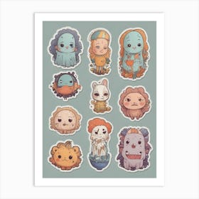 Kawaii Stickers 1 Art Print