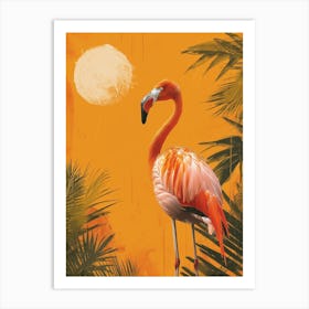 Greater Flamingo South Asia India Tropical Illustration 3 Art Print
