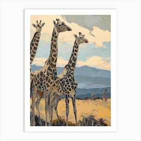 Giraffes Looking Into The Distance 4 Art Print