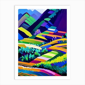 Banaue Rice Terraces Philippines Colourful Painting Tropical Destination Art Print