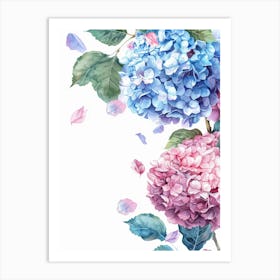 Watercolor Hydrangea Flowers Art Print