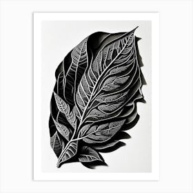Carob Leaf Linocut 2 Art Print