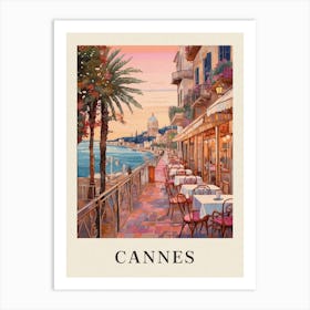 Cannes France 8 Vintage Pink Travel Illustration Poster Art Print