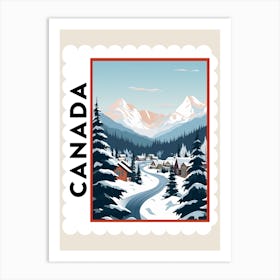 Retro Winter Stamp Poster Banff Canada 3 Art Print