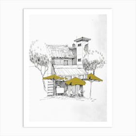 Cafe With Umbrellas Art Print