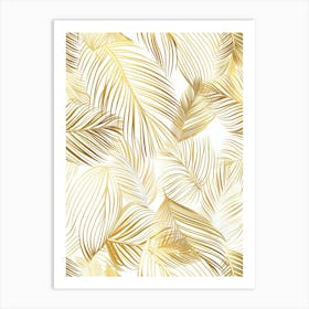 Gold Palm Leaves Seamless Pattern 2 Art Print