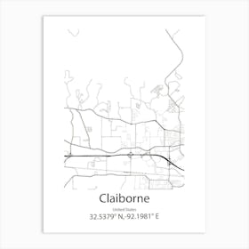 Claiborne,United States Minimalist Map 1 Art Print