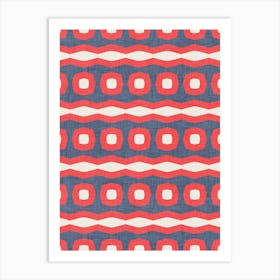 Modern Geometric Waves In Nautical Charm Art Print