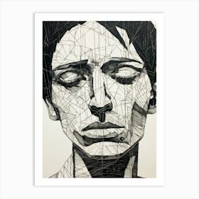 Geometric Portrait Black & White 2 Art Print
