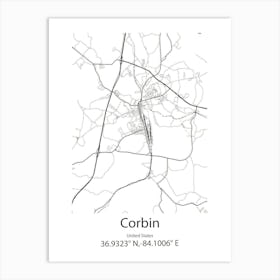 Corbin,United States Minimalist Map Art Print