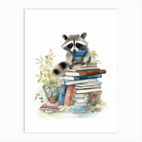 A Urban Raccoon Watercolour Illustration Storybook 3 Art Print