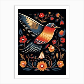 Folk Bird Illustration Barn Swallow 2 Art Print