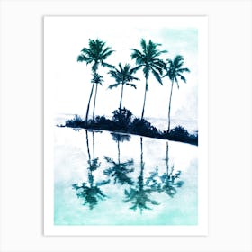 Palm Tree Reflections Teal Art Print