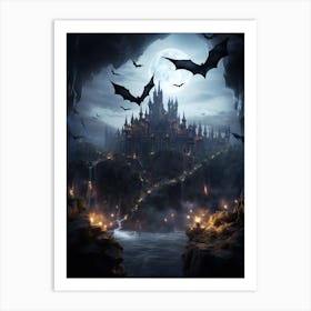 Silhouette Of Bats  Illustration 4 Art Print