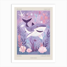 Purple Nurse Shark Illustration 1 Poster Art Print