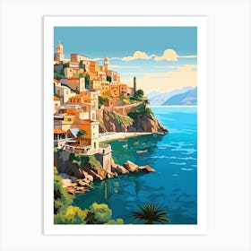 Amalfi Coast, Italy, Flat Illustration 4 Art Print