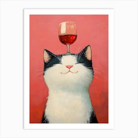 Cat Balances Wine 5 Art Print