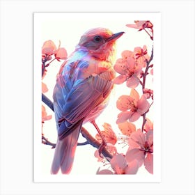 Bird In Cherry Blossoms Art Print