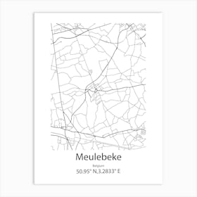 Meulebeke,Belgium Minimalist Map Art Print