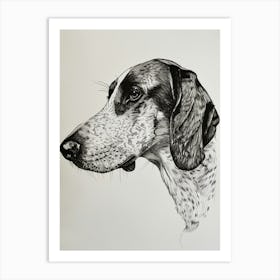English Foxhound Dog Line Sketch 2 Art Print