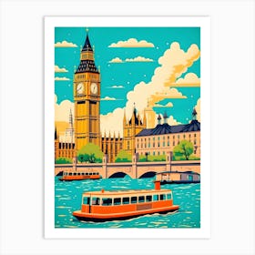 London Retro Vintage Travel Art Print