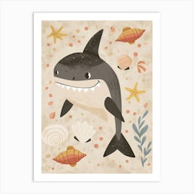 Muted Pastel Seascape Shark 1 Art Print