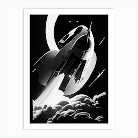 Space Shuttle Noir Comic Space Art Print