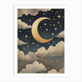 Moon And Stars no1 Art Print