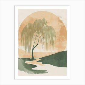 Willow Tree Minimal Japandi Illustration 4 Art Print