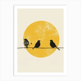 Birds On Wire 1 Art Print