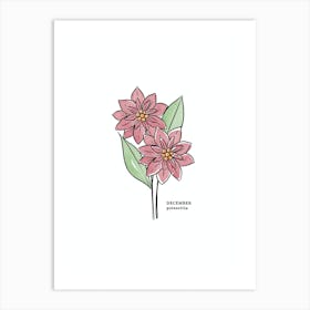 December Poinsettia Birth Flower Art Print