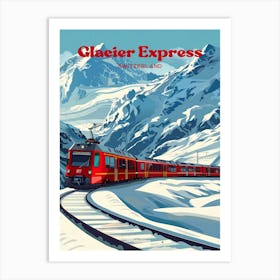 Glacier Express Switzerland Train Travel Art Art Print