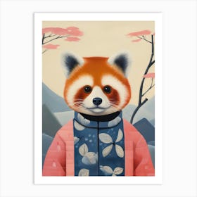 Playful Illustration Of Red Panda Bear For Kids Room 4 Art Print