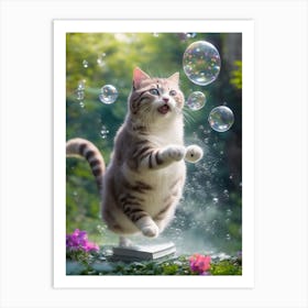 Cat With Bubbles Art Print